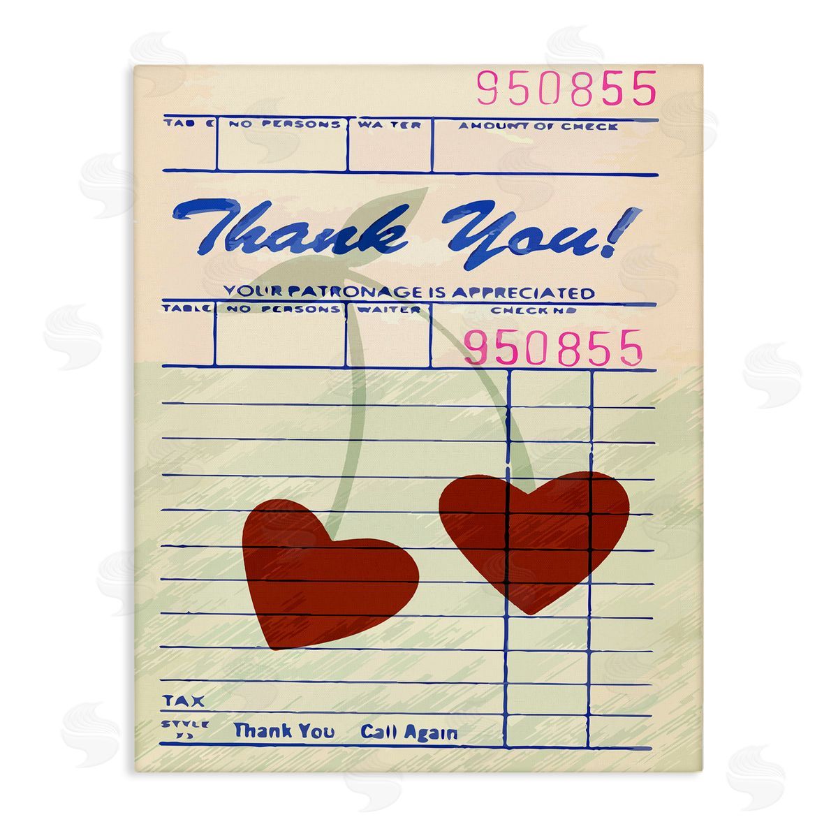 Cherries on Restaurant Check Canvas Wall Art, Home Decor by Stupell Studio