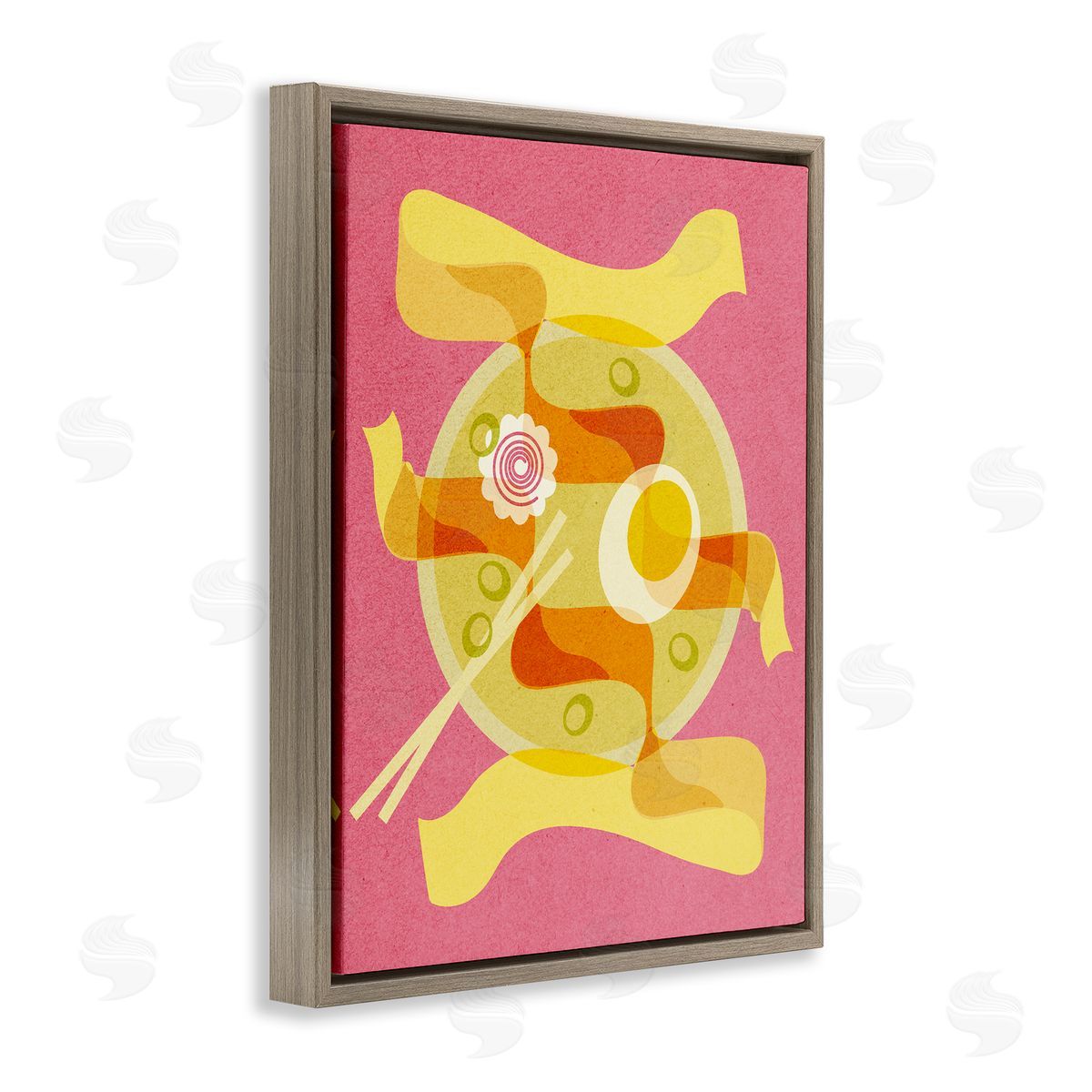 Retro Mod Ramen Bowl Brown Floating Frame Canvas Wall Art, Home Decor by Stupell Studio