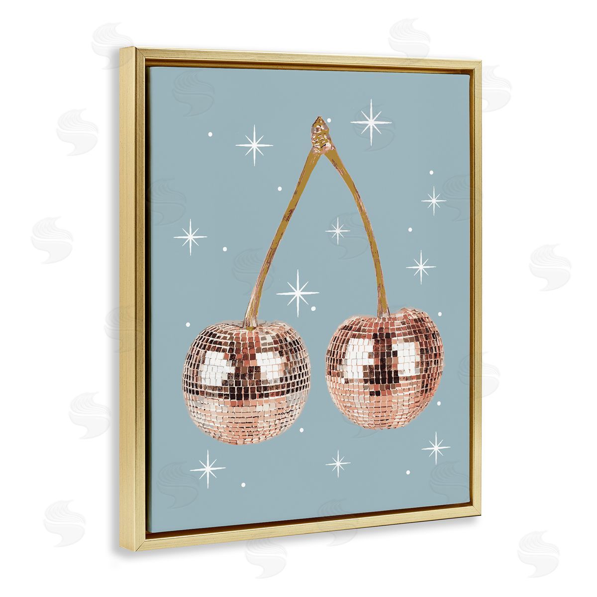 Luminous Glam Cherries Gold Floating Frame Canvas Wall Art, Home Decor by Stupell Studio