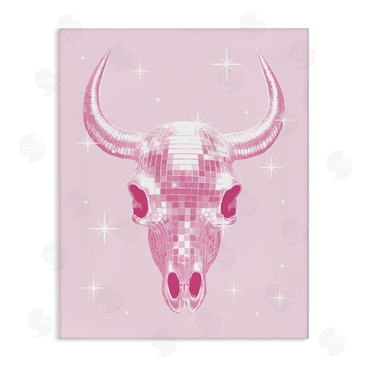 Pastel Disco Cattle Skull Canvas Wall Art, Home Decor by Stupell Studio