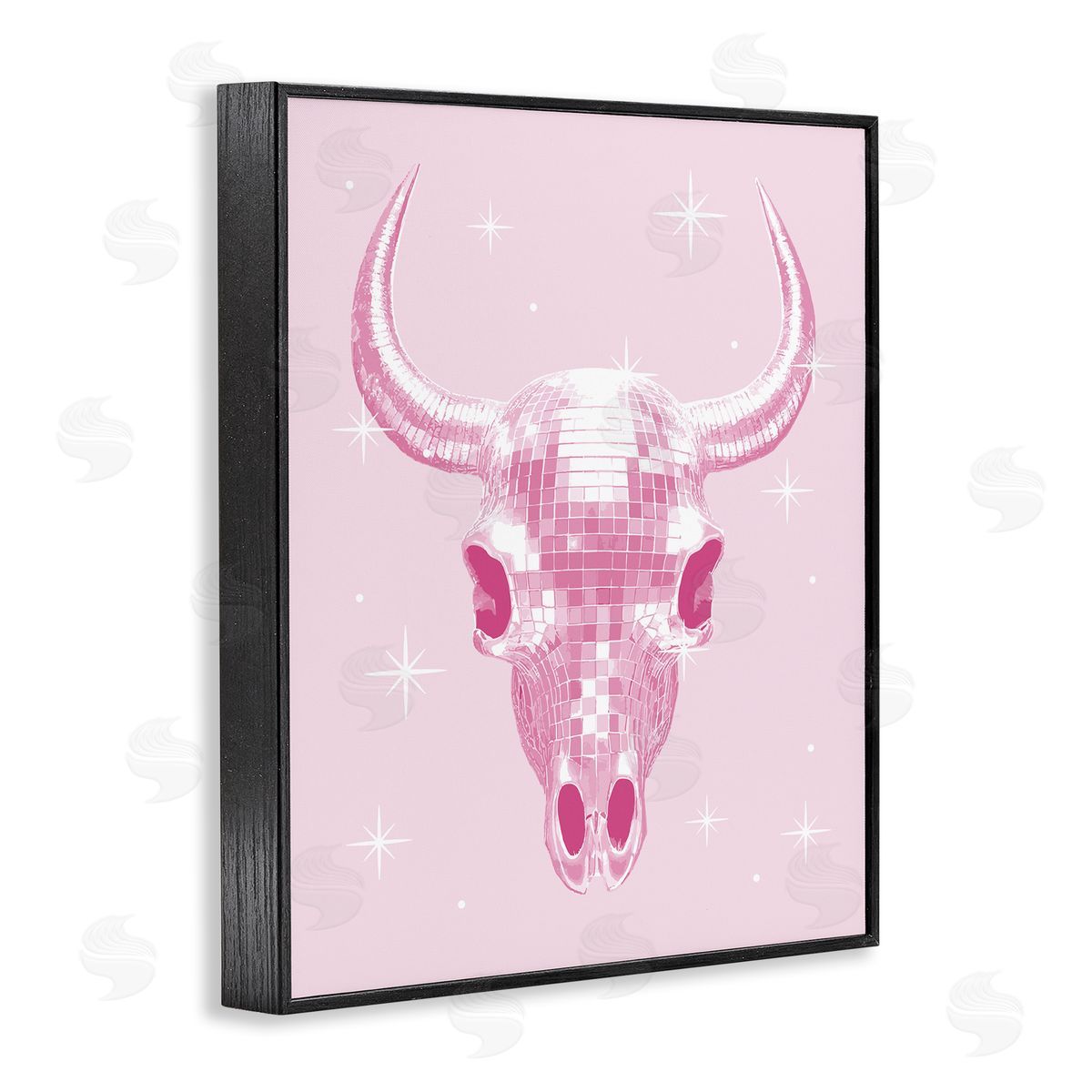 Pastel Disco Cattle Skull Black Frame Print Wall Art, Home Decor by Stupell Studio