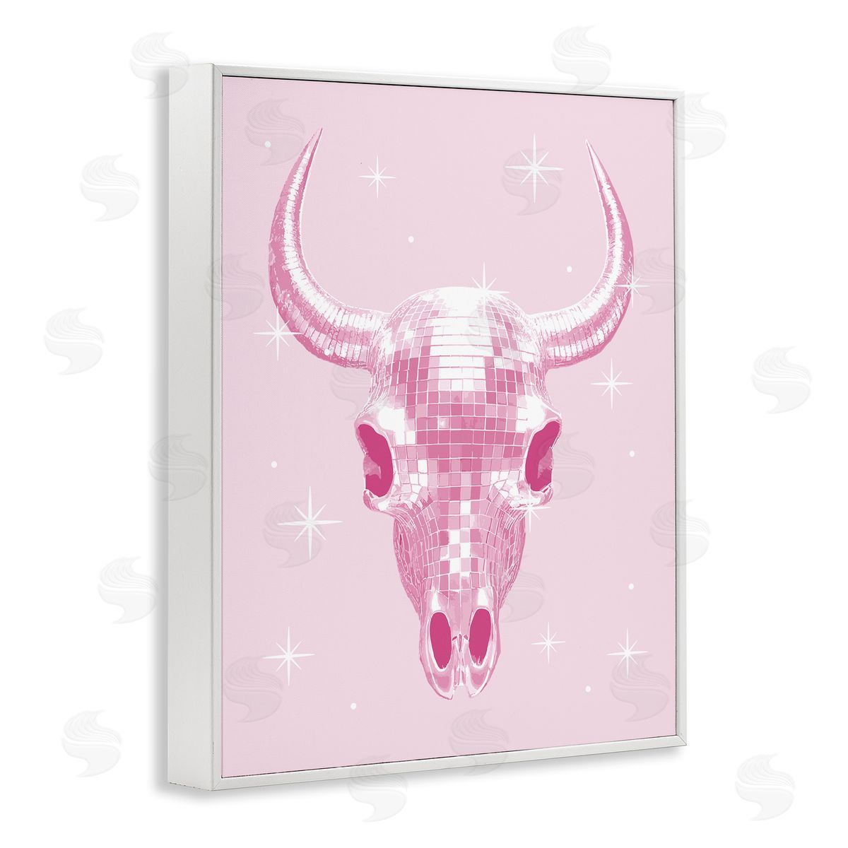 Pastel Disco Cattle Skull White Frame Print Wall Art, Home Decor by Stupell Studio