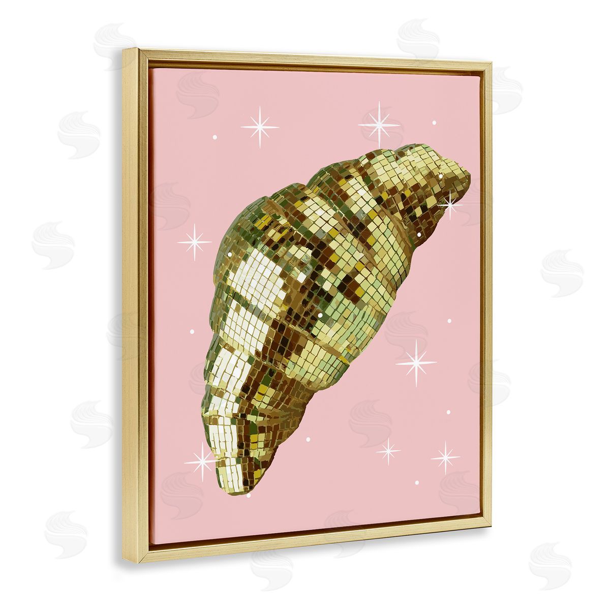 Luminous Disco Croissant Gold Floating Frame Canvas Wall Art, Home Decor by Stupell Studio
