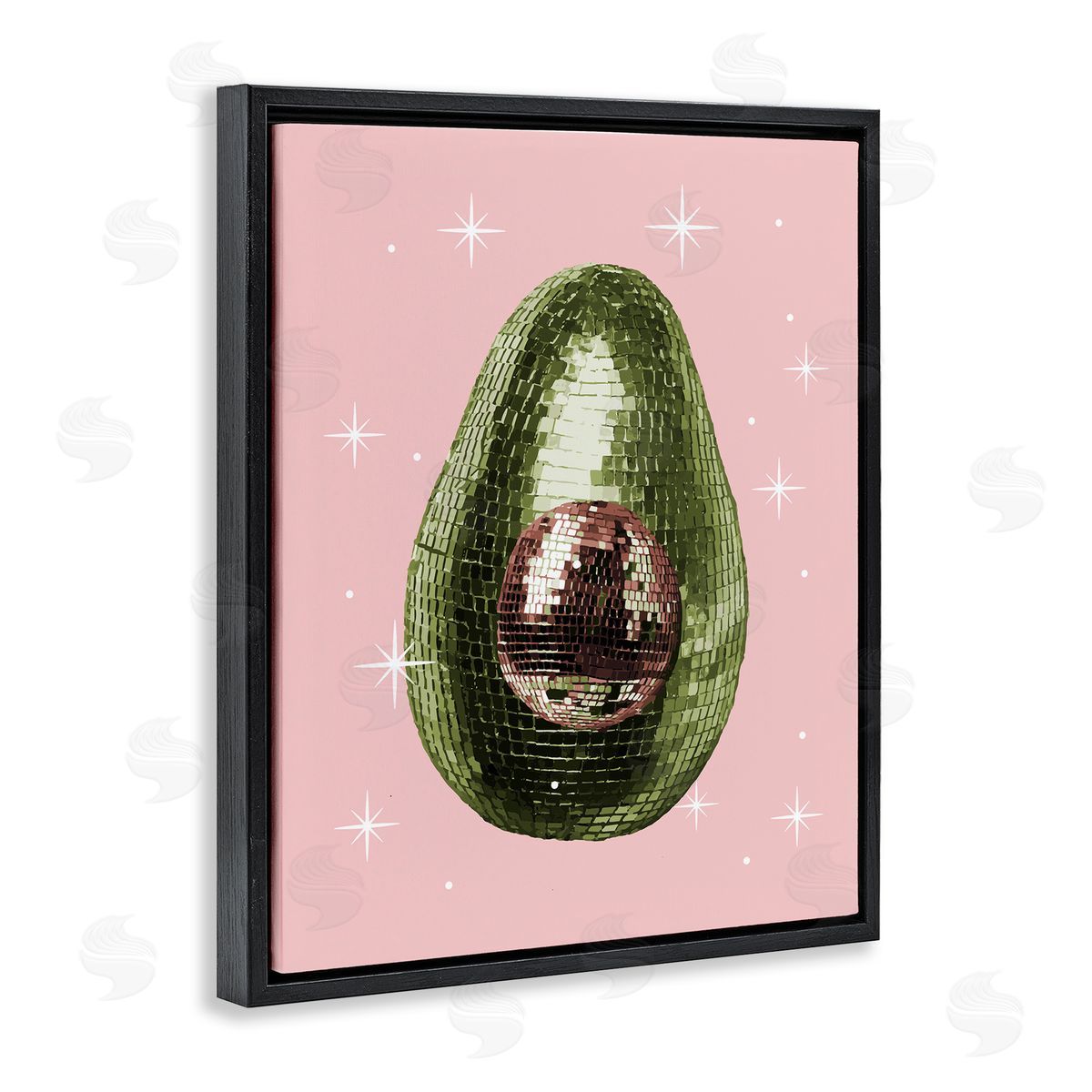 Luminous Disco Avocado Black Floating Frame Canvas Wall Art, Home Decor by Stupell Studio