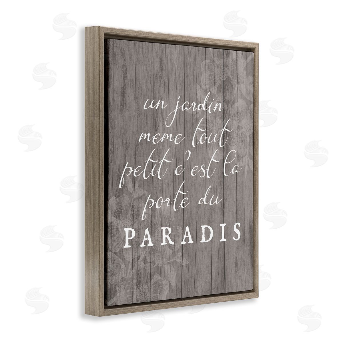 Uplifting French Garden Phrase Brown Floating Frame Canvas Wall Art, Home Decor by Stupell Studio