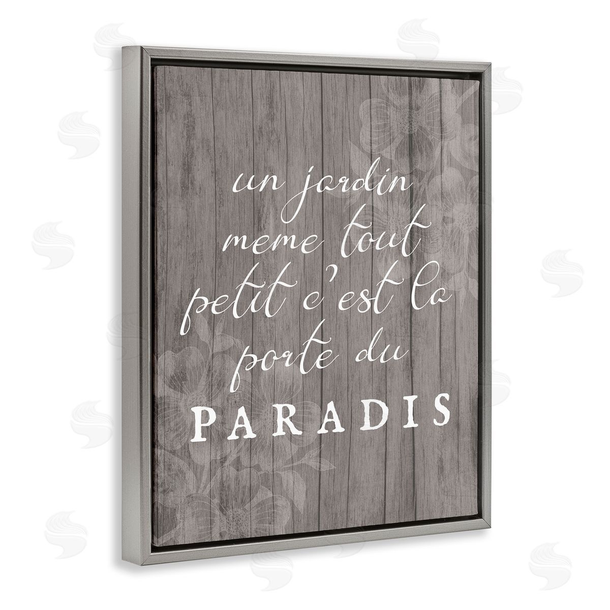 Uplifting French Garden Phrase Grey Floating Frame Canvas Wall Art, Home Decor by Stupell Studio