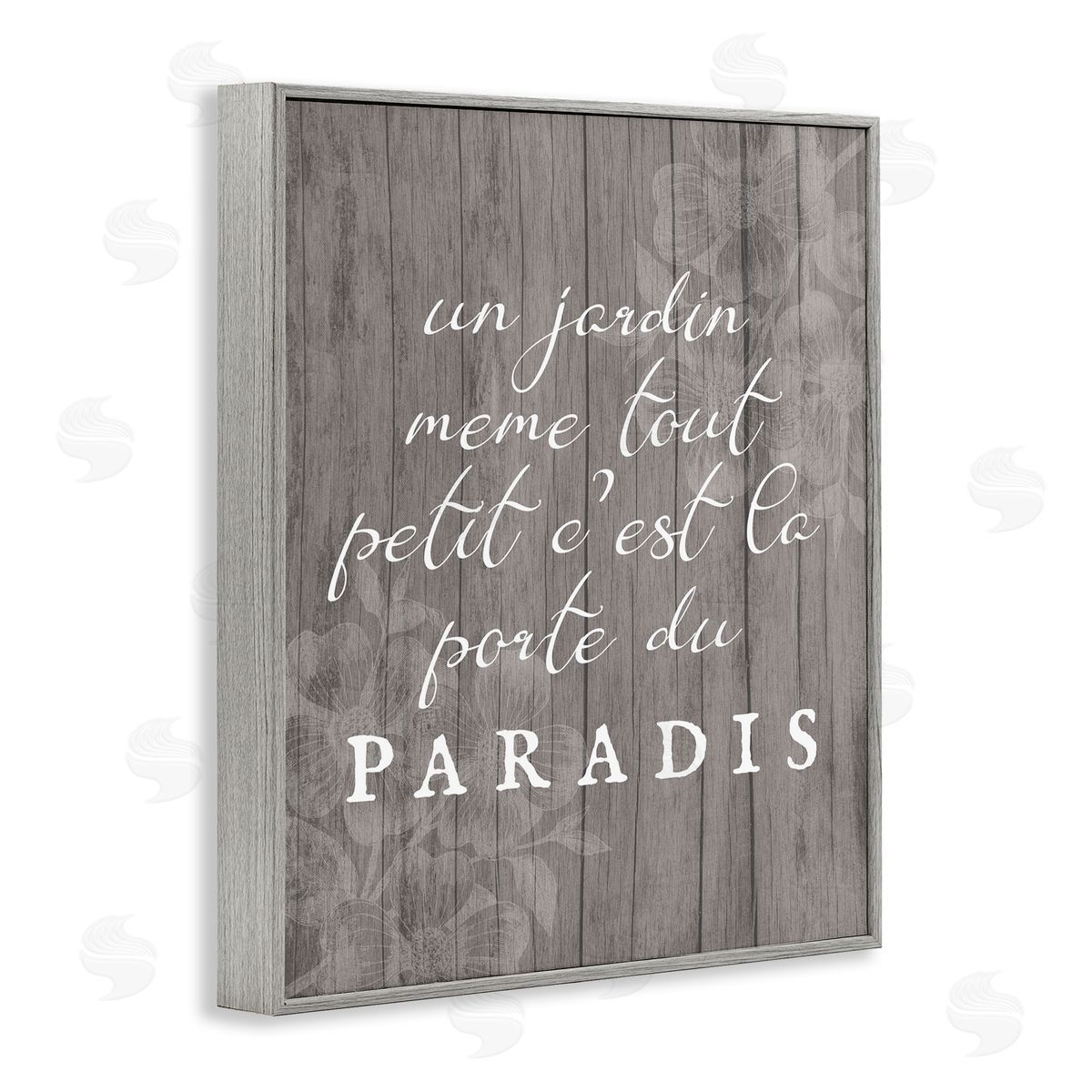 Uplifting French Garden Phrase Grey Frame Print Wall Art, Home Decor by Stupell Studio