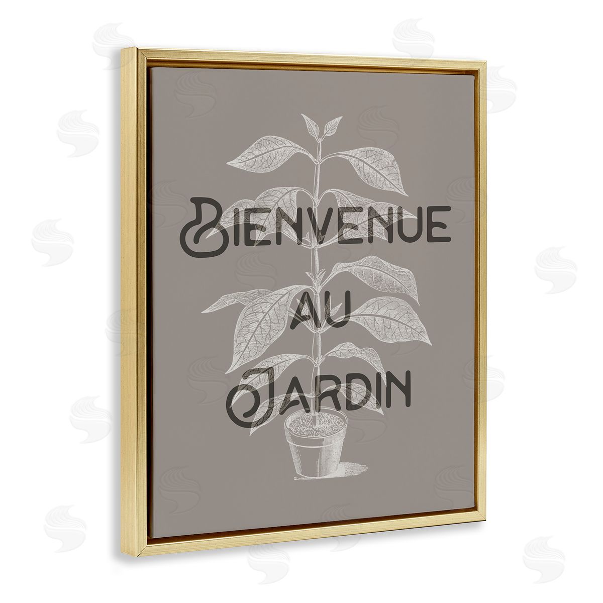 French Garden Plant Phrase Gold Floating Frame Canvas Wall Art, Home Decor by Stupell Studio