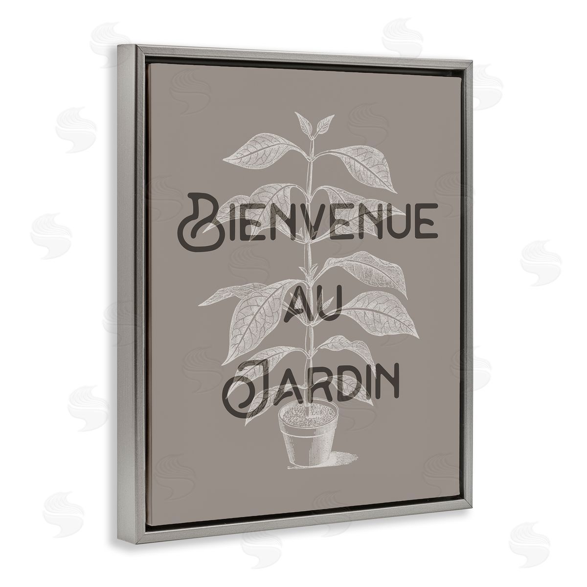 French Garden Plant Phrase Grey Floating Frame Canvas Wall Art, Home Decor by Stupell Studio