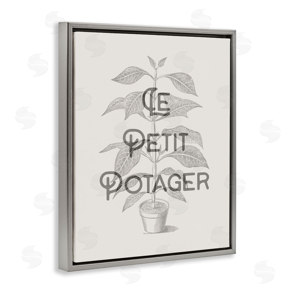 Vintage French Plant Phrase Grey Floating Frame Canvas Wall Art, Home Decor by Stupell Studio