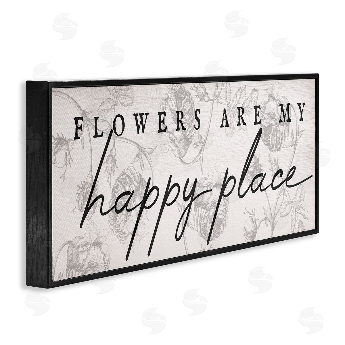 Flowers Are Happy Place Black Frame Print Wall Art, Home Decor by Stupell Studio