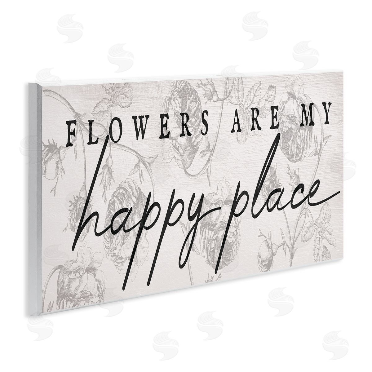 Flowers Are Happy Place Wood Plaque Wall Art, Home Decor by Stupell Studio