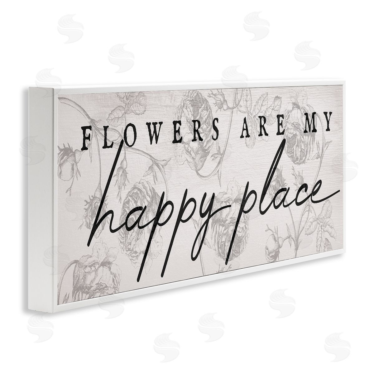 Flowers Are Happy Place White Frame Print Wall Art, Home Decor by Stupell Studio