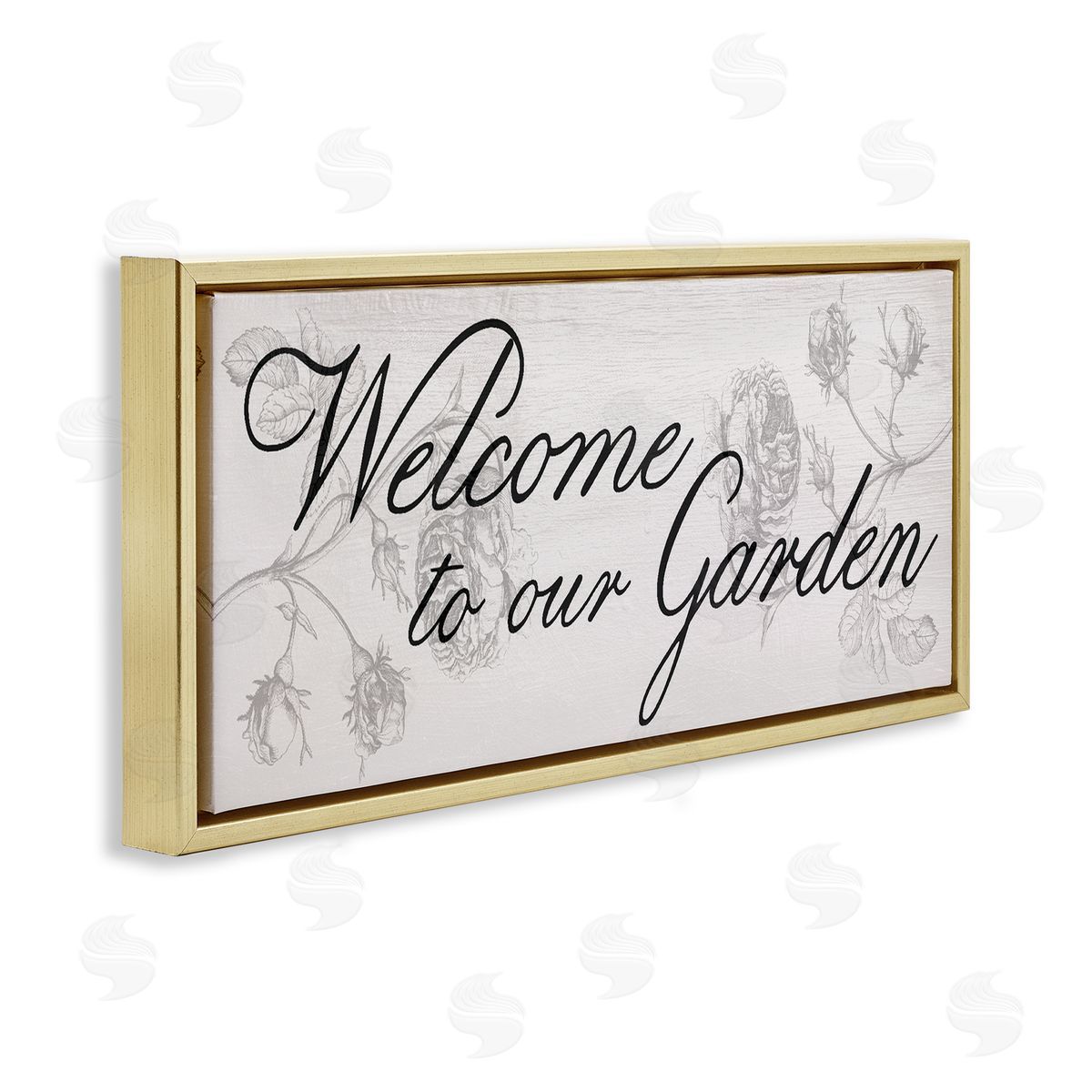 Vintage Welcome To The Garden Gold Floating Frame Canvas Wall Art, Home Decor by Stupell Studio