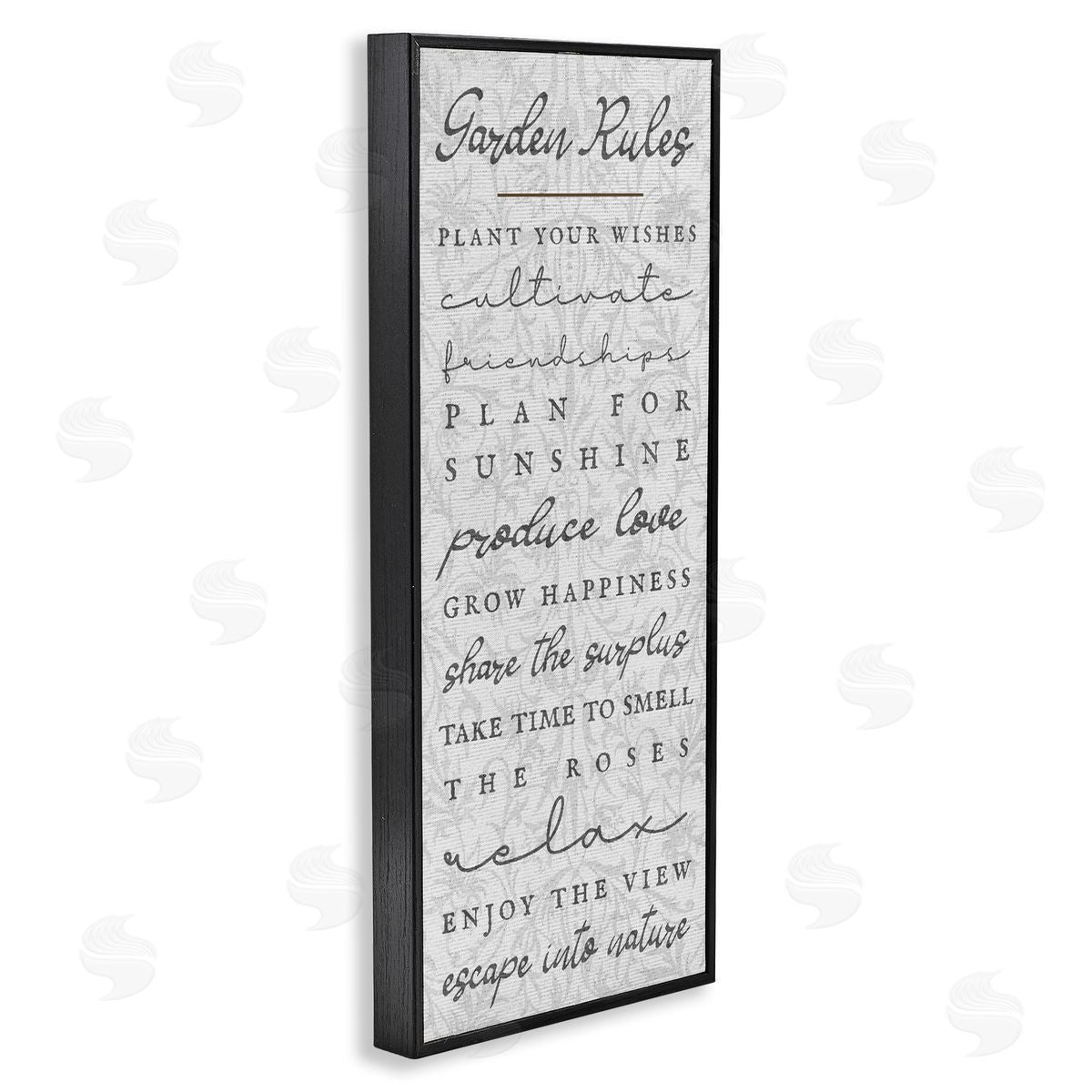 Garden Rules on Floral Pattern Black Frame Print Wall Art, Home Decor by Stupell Studio