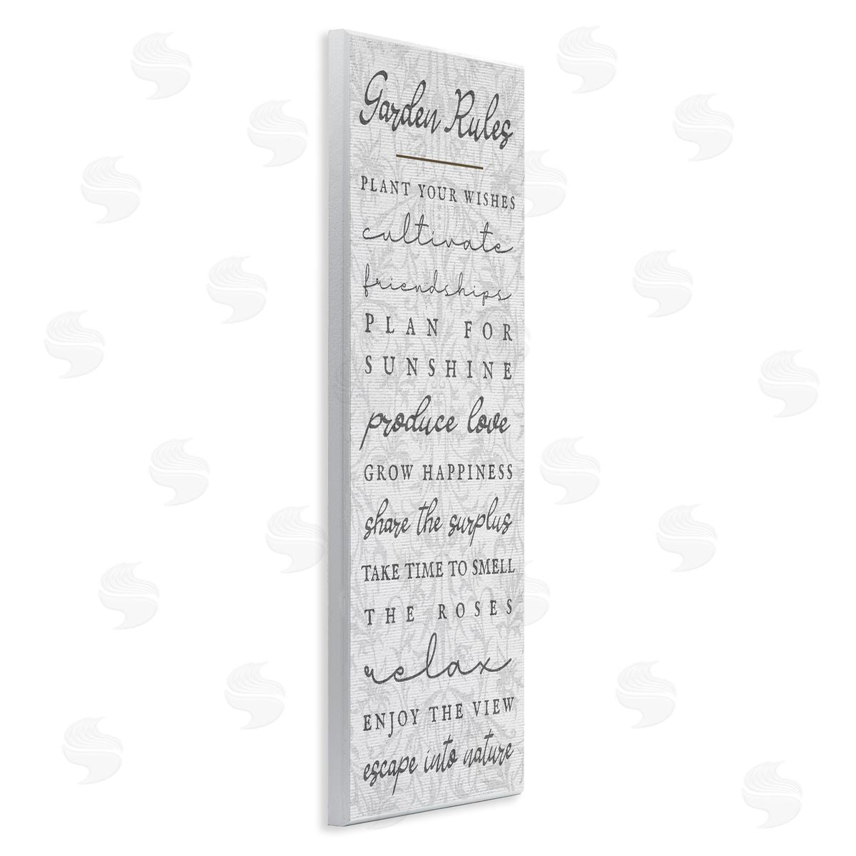 Garden Rules on Floral Pattern Wood Plaque Wall Art, Home Decor by Stupell Studio