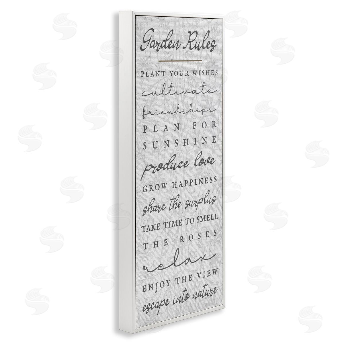 Garden Rules on Floral Pattern White Frame Print Wall Art, Home Decor by Stupell Studio