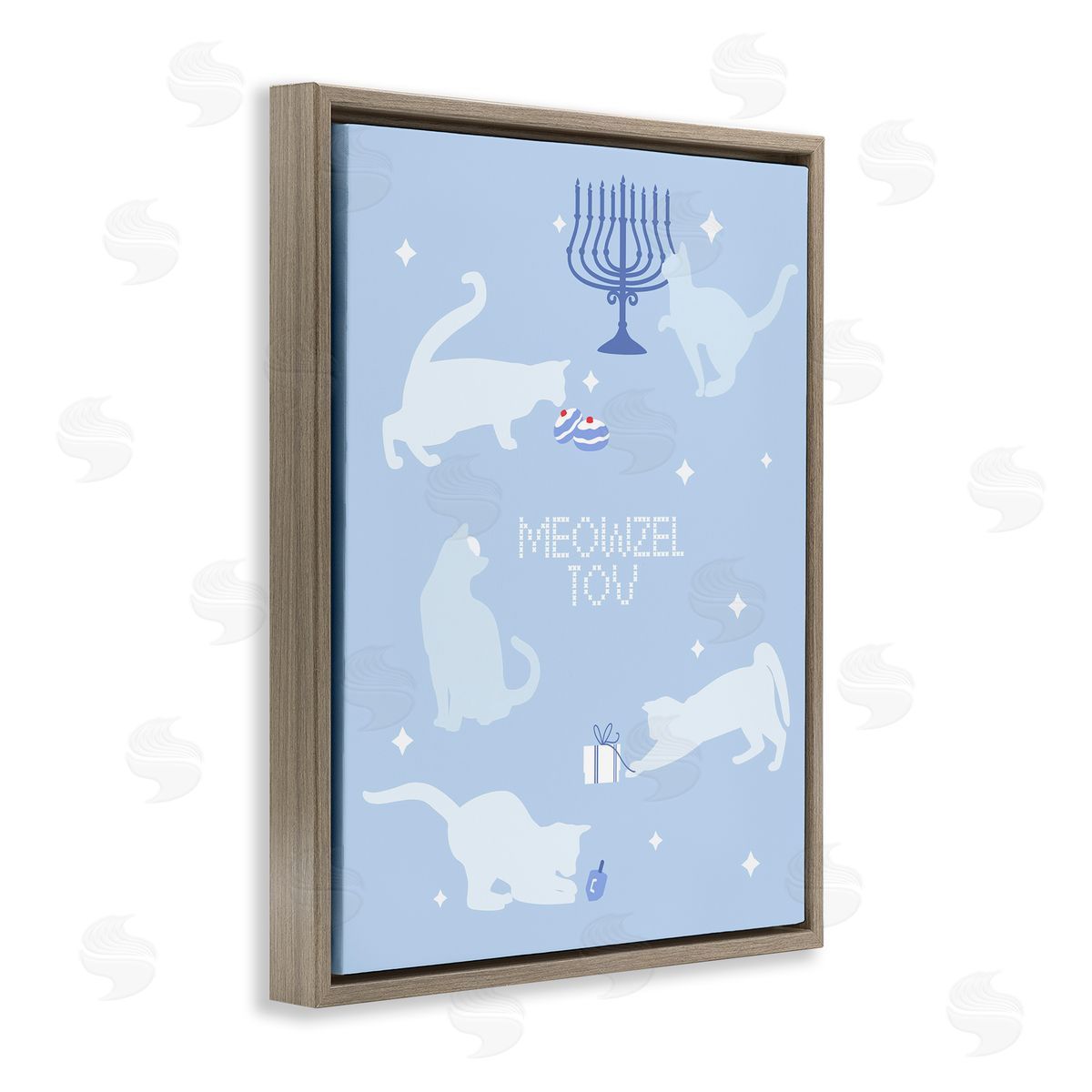 Meowzel Tov Seasonal Cats Brown Floating Frame Canvas Wall Art, Home Decor by Stupell Studio