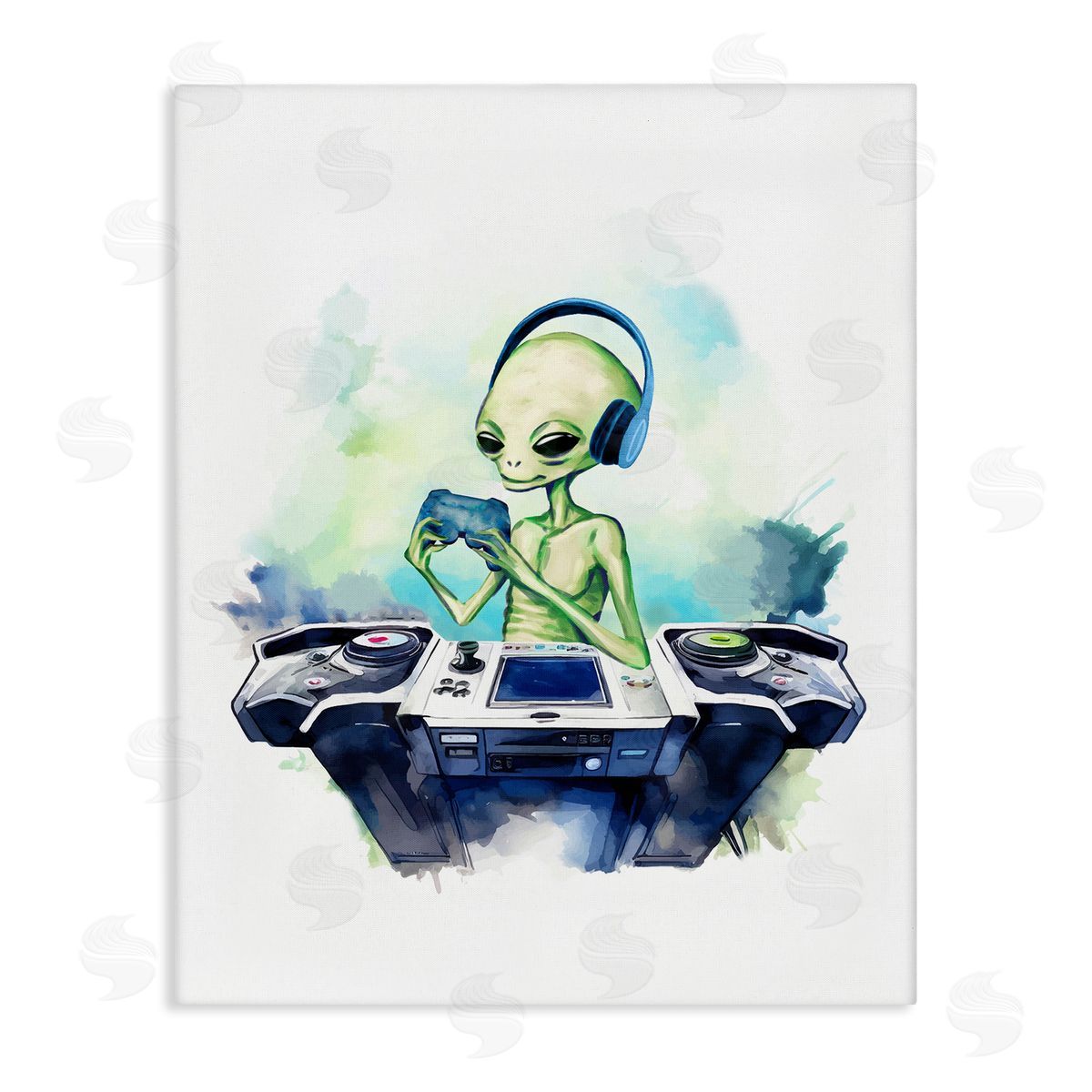 Tech Alien Playing Video Games Canvas Wall Art, Home Decor by Stupell Studio