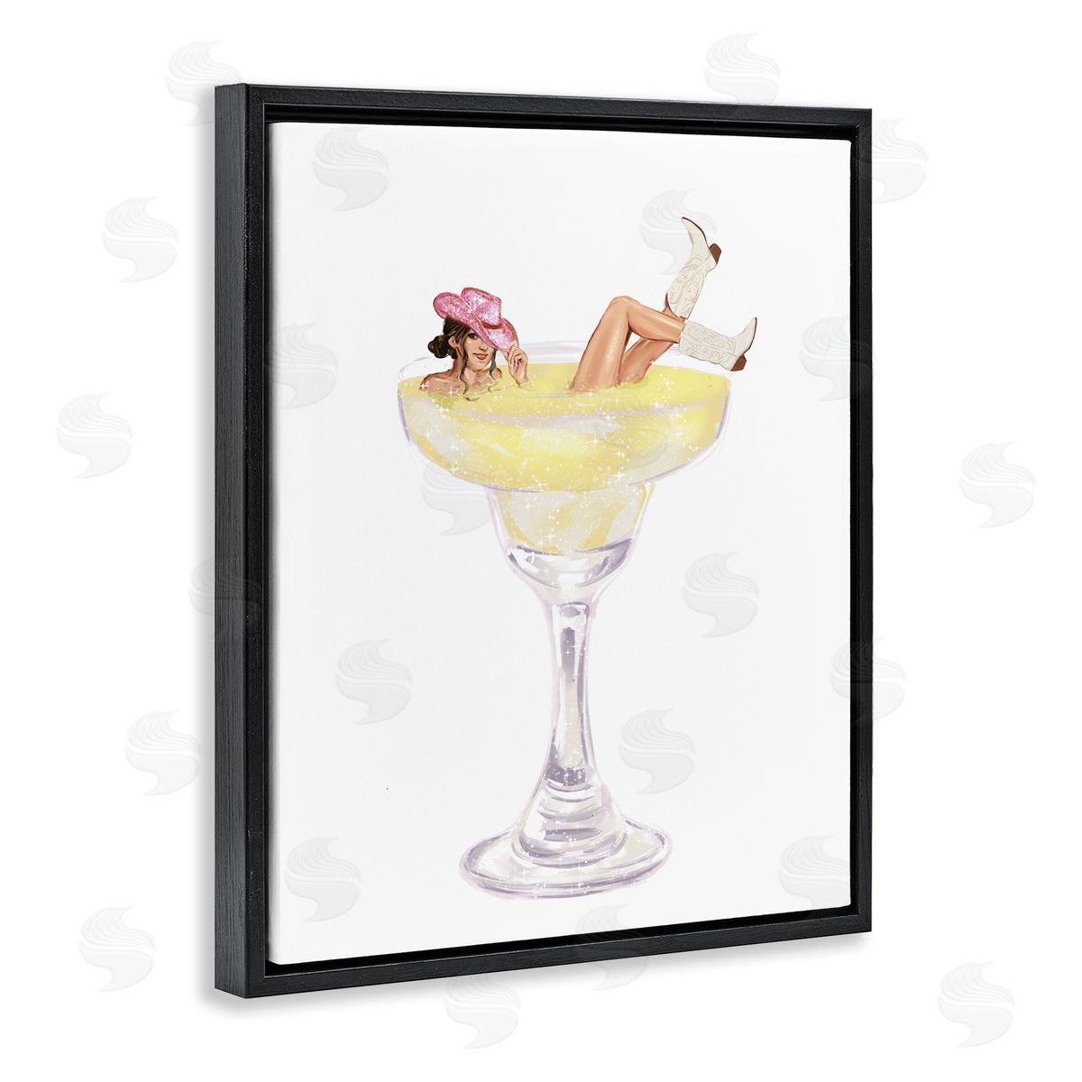 Glam Cowgirl in Margarita Black Floating Frame Canvas Wall Art, Home Decor by Ziwei Li