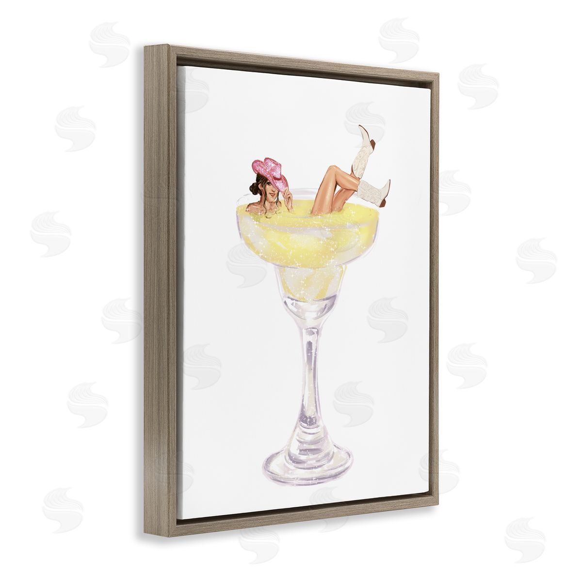 Glam Cowgirl in Margarita Brown Floating Frame Canvas Wall Art, Home Decor by Ziwei Li