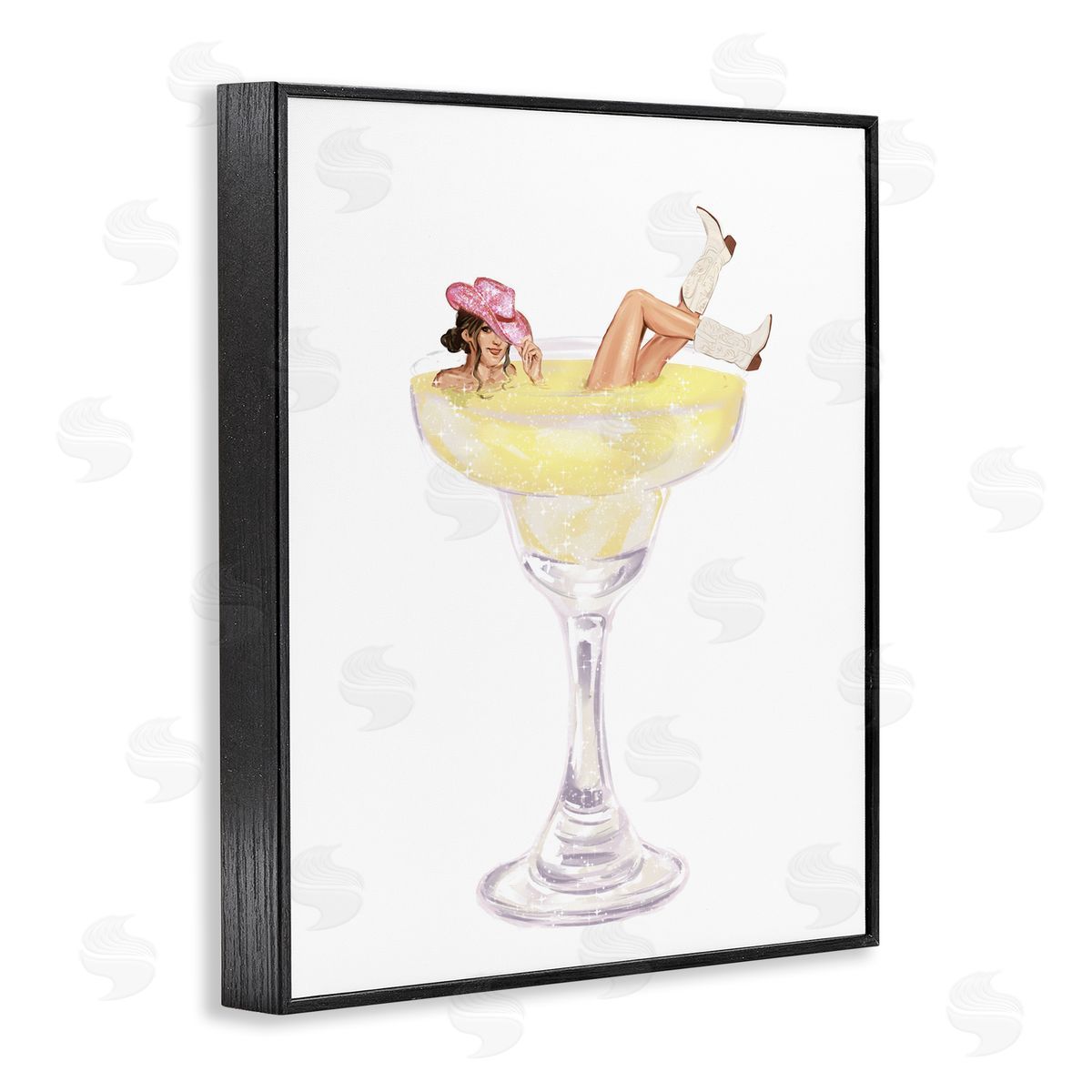 Glam Cowgirl in Margarita Black Frame Print Wall Art, Home Decor by Ziwei Li