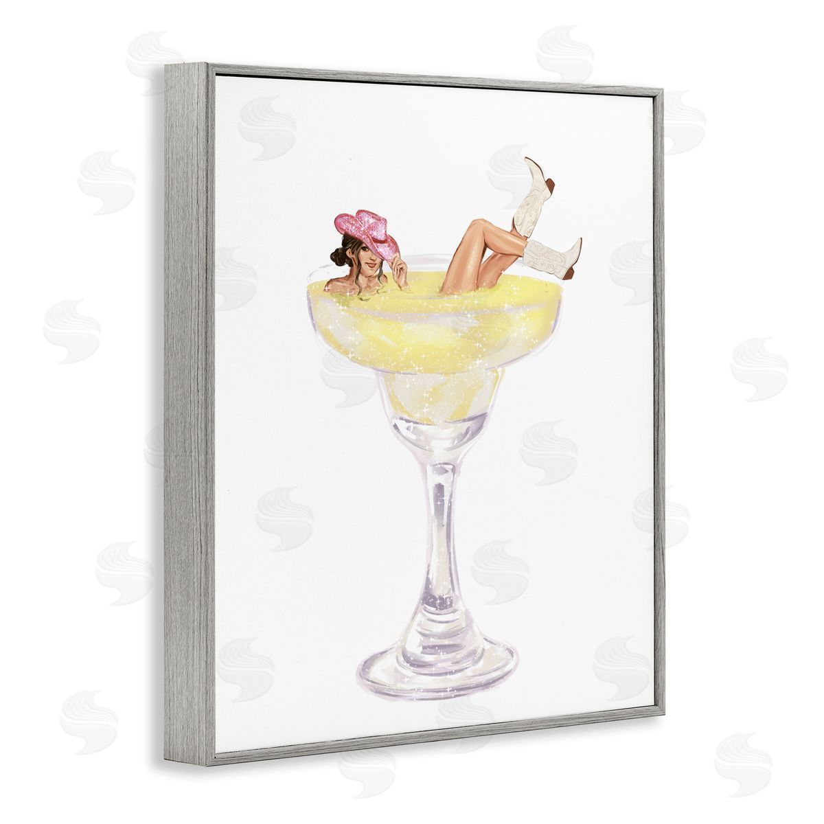 Glam Cowgirl in Margarita Grey Frame Print Wall Art, Home Decor by Ziwei Li