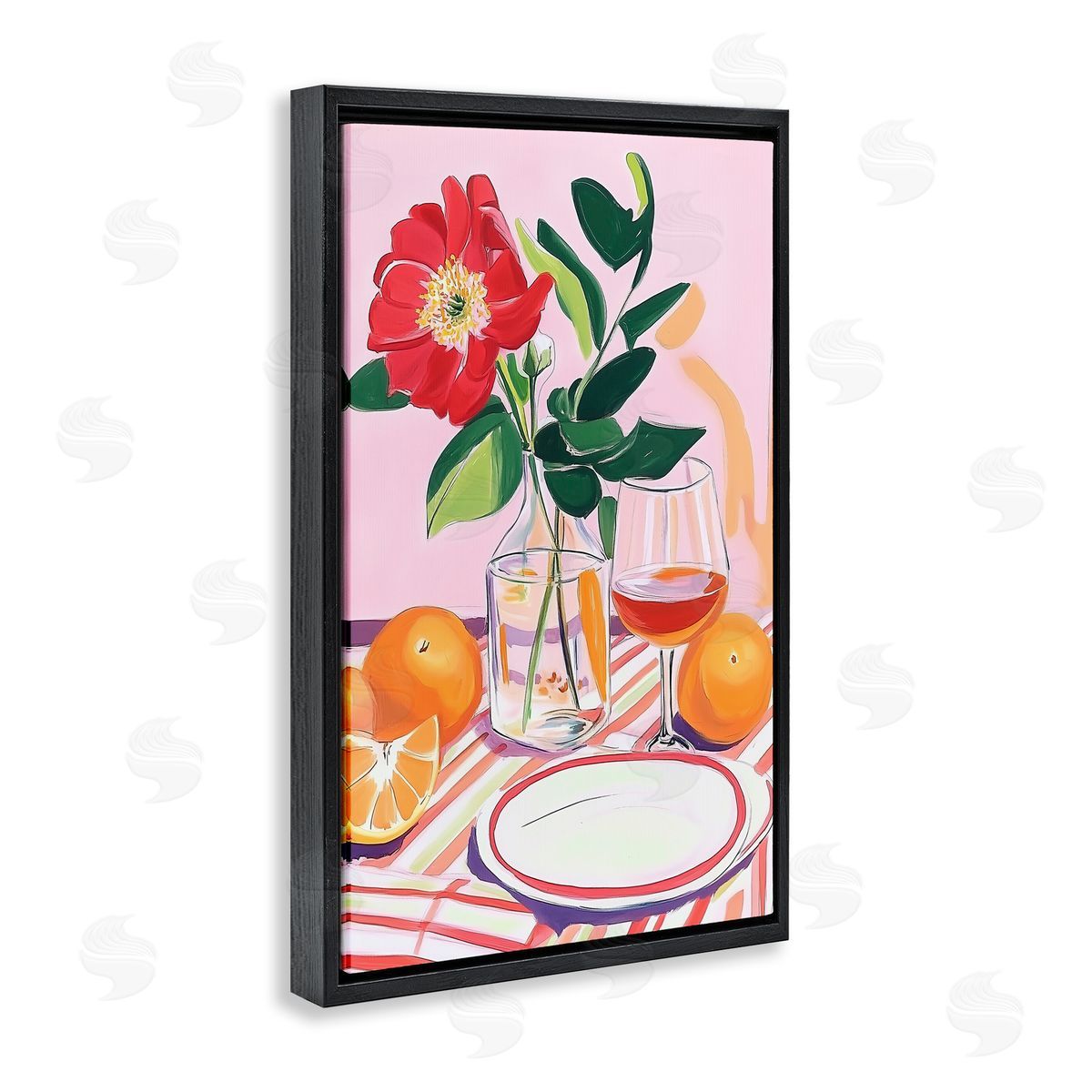 Pastel Hued Table Setting Black Floating Frame Canvas Wall Art, Home Decor by Andreas Magnusson
