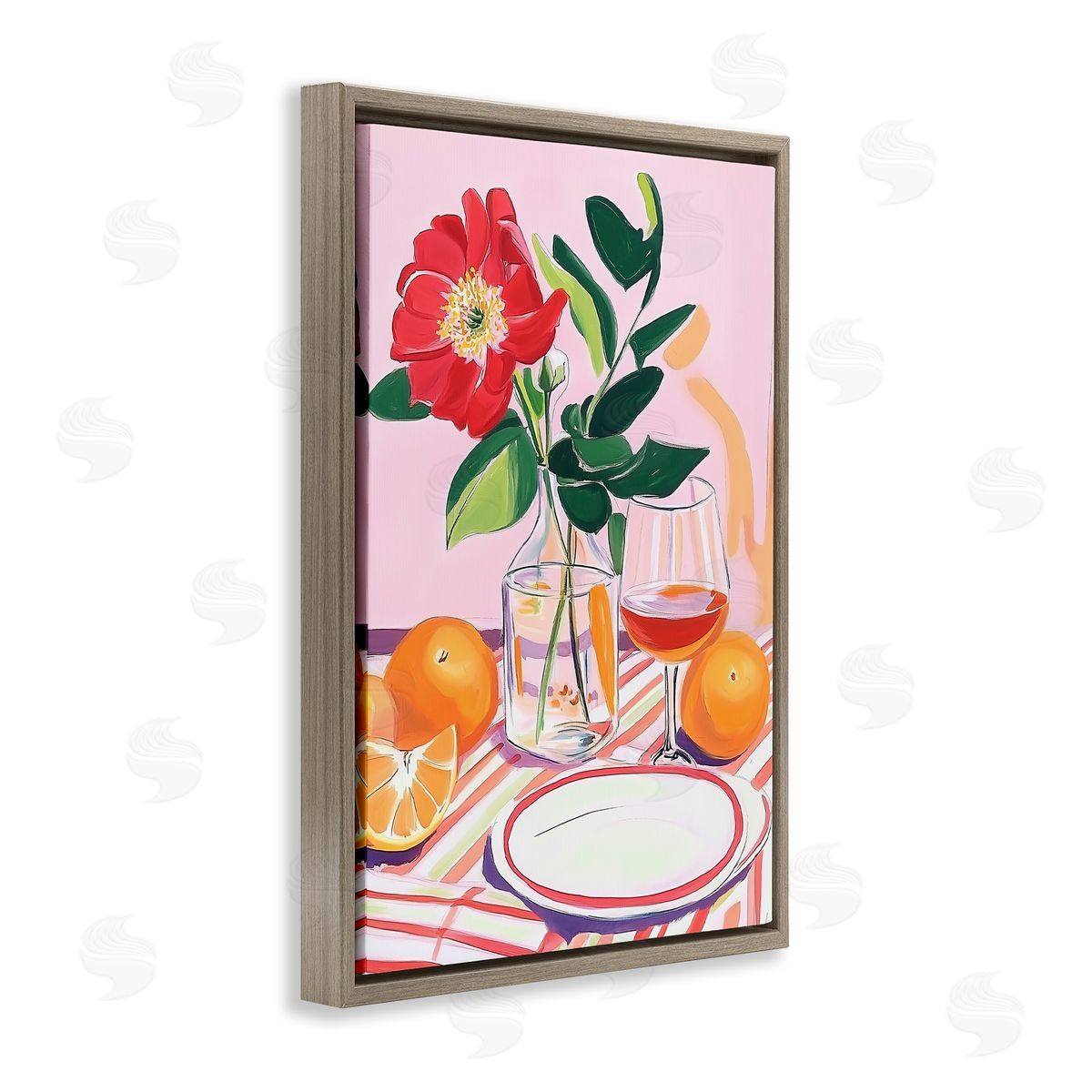 Pastel Hued Table Setting Brown Floating Frame Canvas Wall Art, Home Decor by Andreas Magnusson