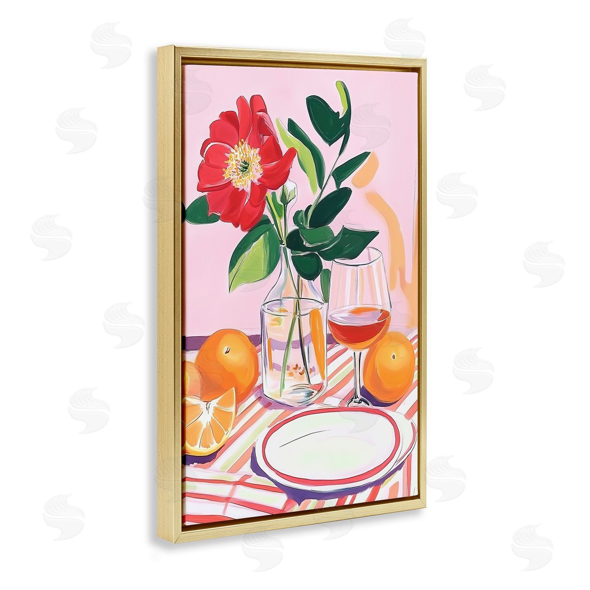 Pastel Hued Table Setting Gold Floating Frame Canvas Wall Art, Home Decor by Andreas Magnusson