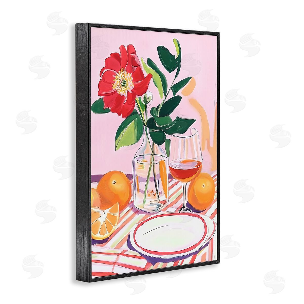 Pastel Hued Table Setting Black Frame Print Wall Art, Home Decor by Andreas Magnusson