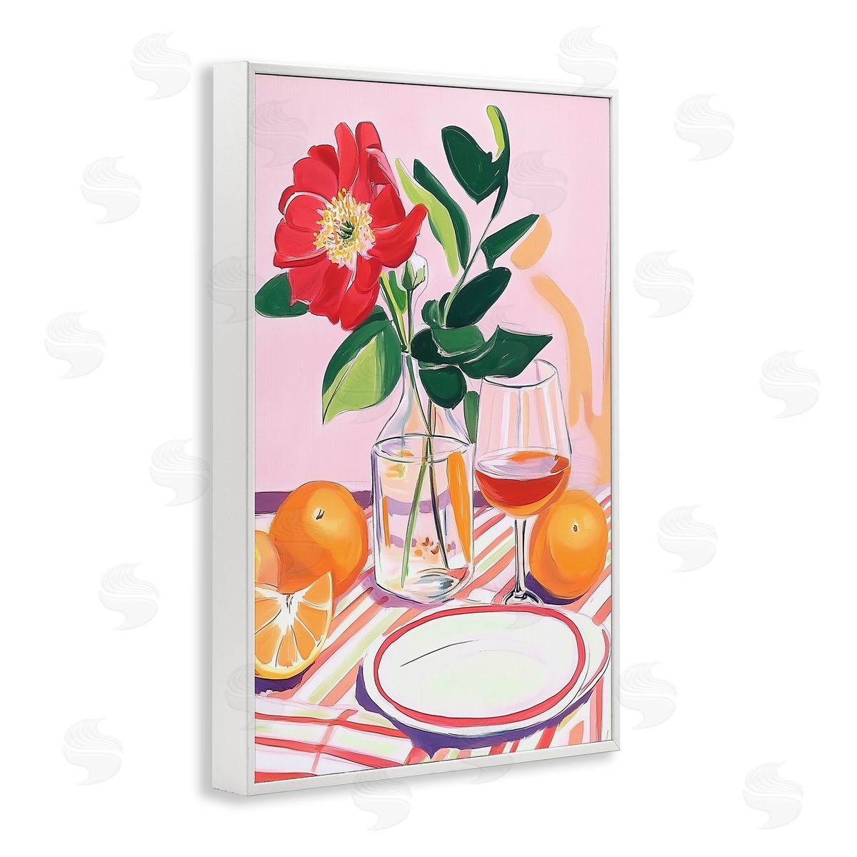 Pastel Hued Table Setting White Frame Print Wall Art, Home Decor by Andreas Magnusson