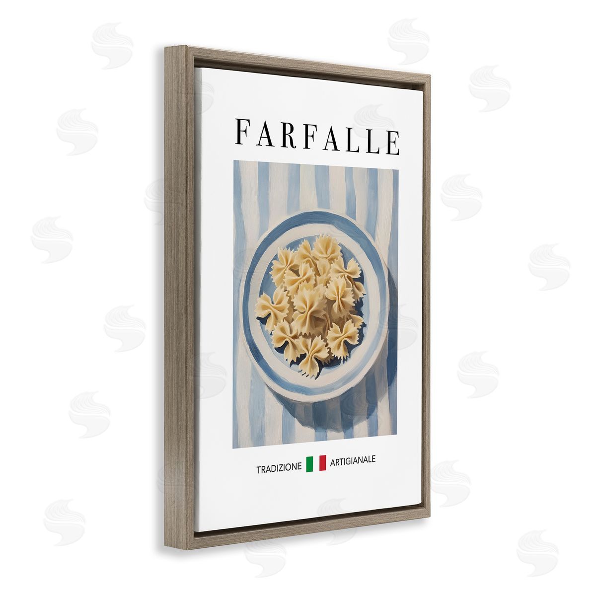 Traditional Farafalle Pasta Brown Floating Frame Canvas Wall Art, Home Decor by Andreas Magnusson