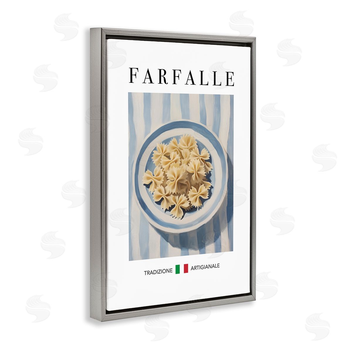 Traditional Farafalle Pasta Grey Floating Frame Canvas Wall Art, Home Decor by Andreas Magnusson