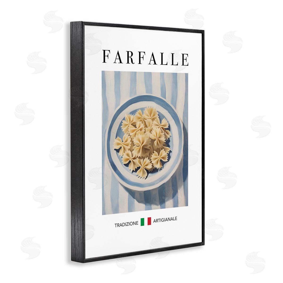 Traditional Farafalle Pasta Black Frame Print Wall Art, Home Decor by Andreas Magnusson