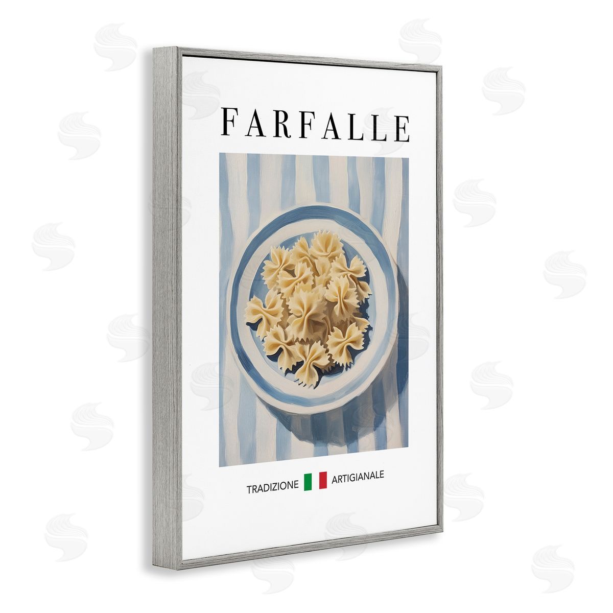 Traditional Farafalle Pasta Grey Frame Print Wall Art, Home Decor by Andreas Magnusson