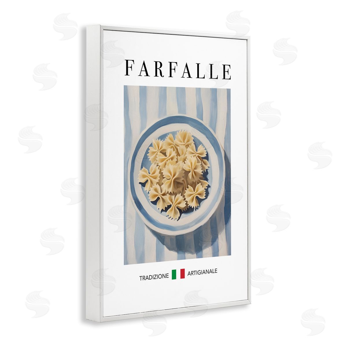 Traditional Farafalle Pasta White Frame Print Wall Art, Home Decor by Andreas Magnusson