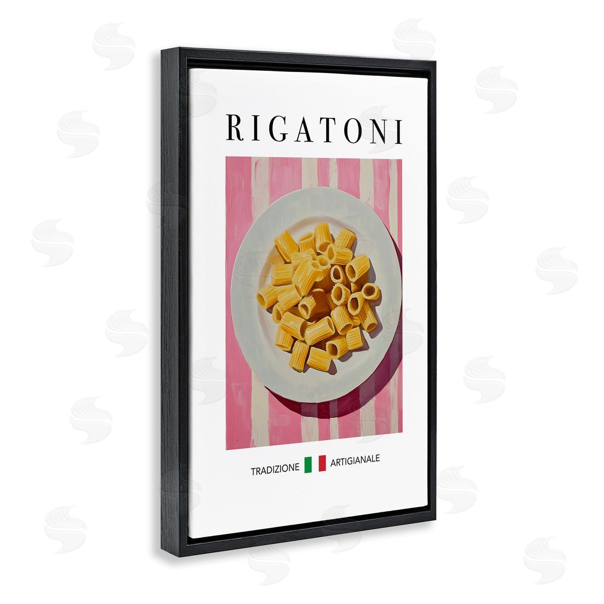 Traditional Rigatoni Pasta Black Floating Frame Canvas Wall Art, Home Decor by Andreas Magnusson
