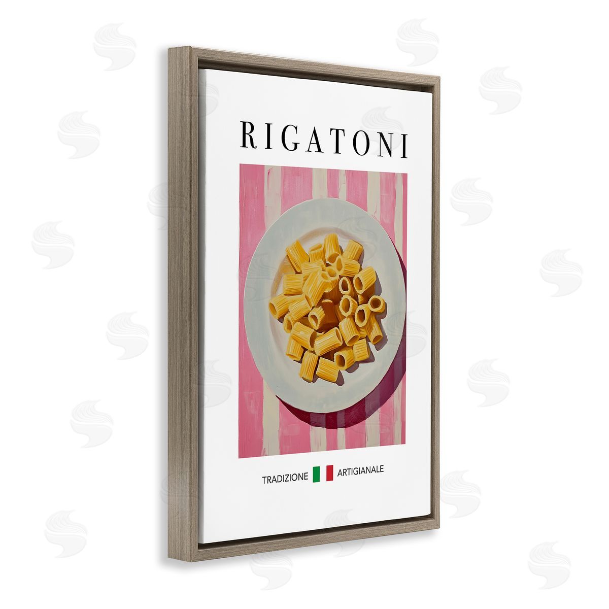 Traditional Rigatoni Pasta Brown Floating Frame Canvas Wall Art, Home Decor by Andreas Magnusson