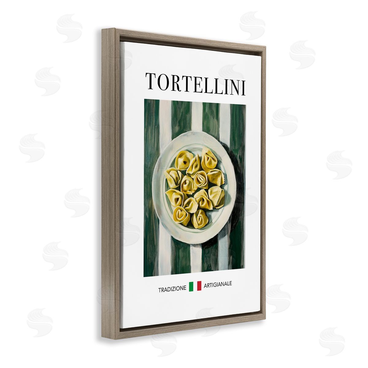 Traditional Tortellini Pasta Brown Floating Frame Canvas Wall Art, Home Decor by Andreas Magnusson