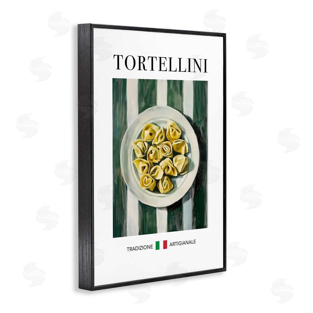 Traditional Tortellini Pasta Black Frame Print Wall Art, Home Decor by Andreas Magnusson