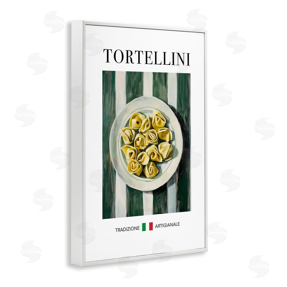 Traditional Tortellini Pasta White Frame Print Wall Art, Home Decor by Andreas Magnusson