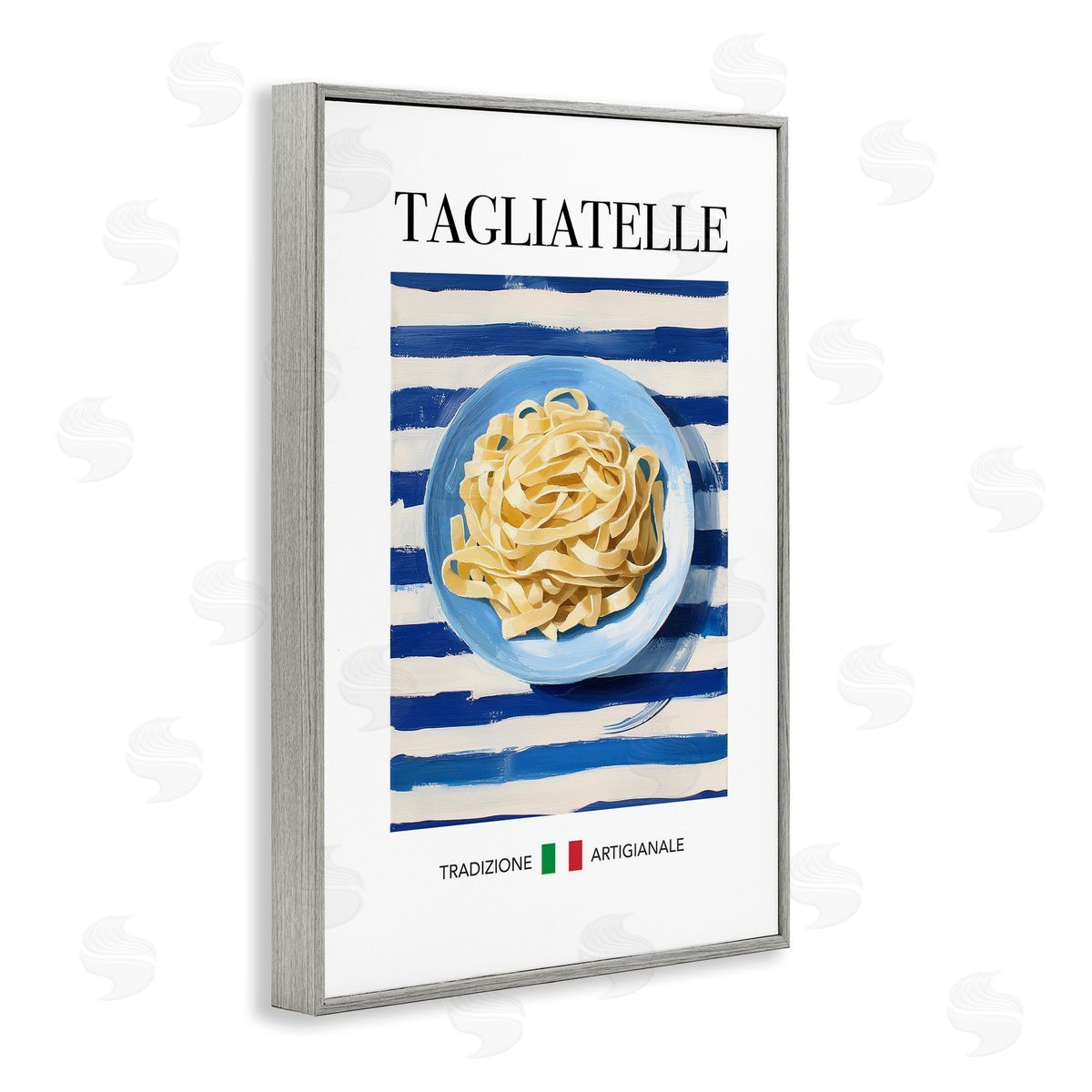 Traditional Tagliatelle Pasta Grey Frame Print Wall Art, Home Decor by Andreas Magnusson