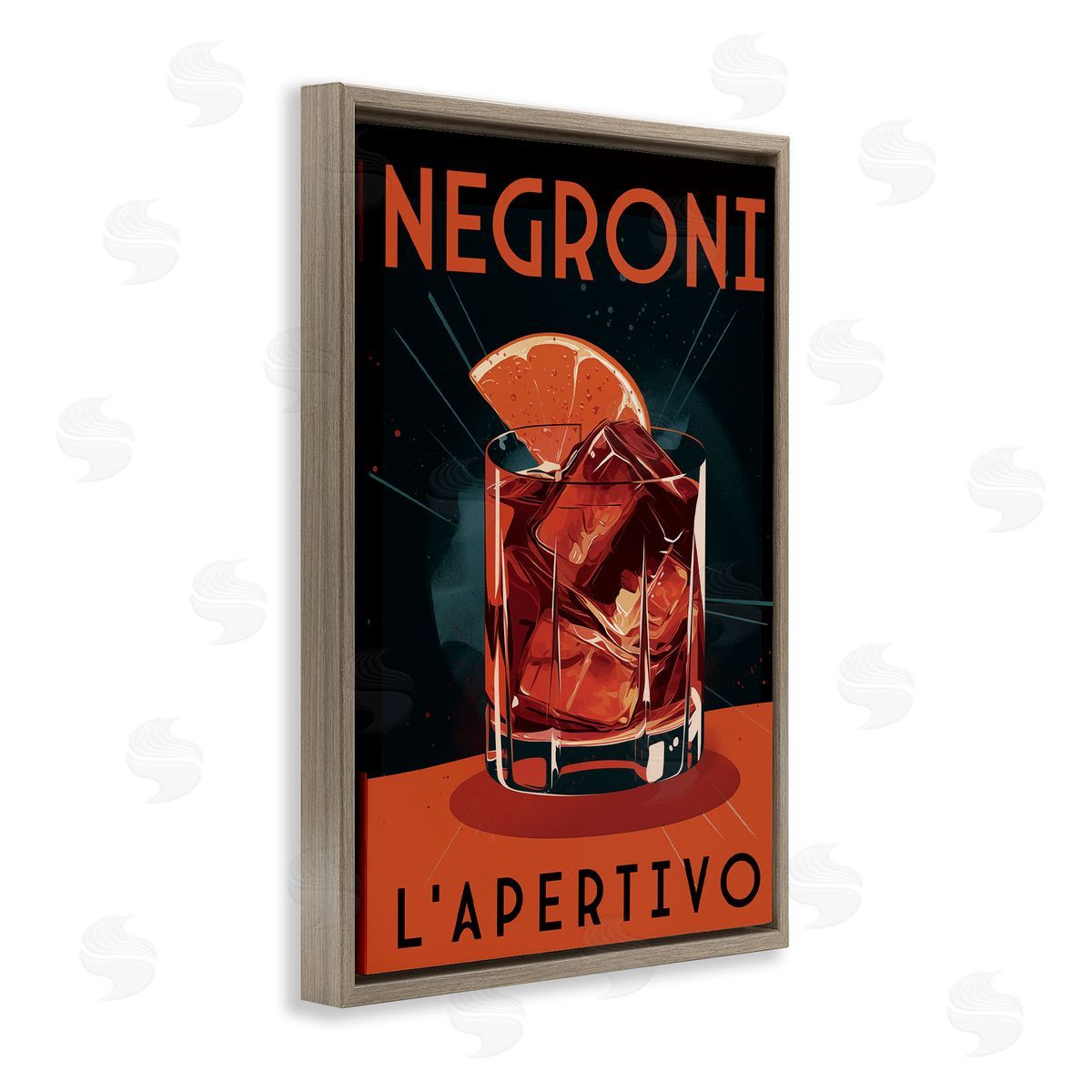 Vintage Midcentury Negroni Drink Brown Floating Frame Canvas Wall Art, Home Decor by Andreas Magnusson