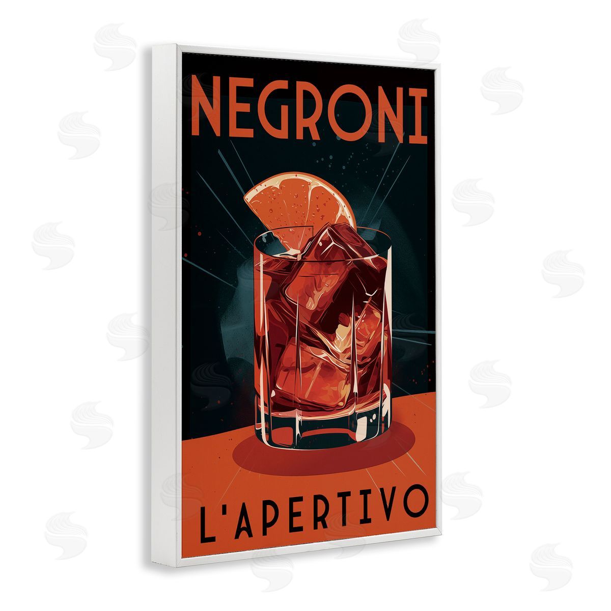 Vintage Midcentury Negroni Drink White Frame Print Wall Art, Home Decor by Andreas Magnusson