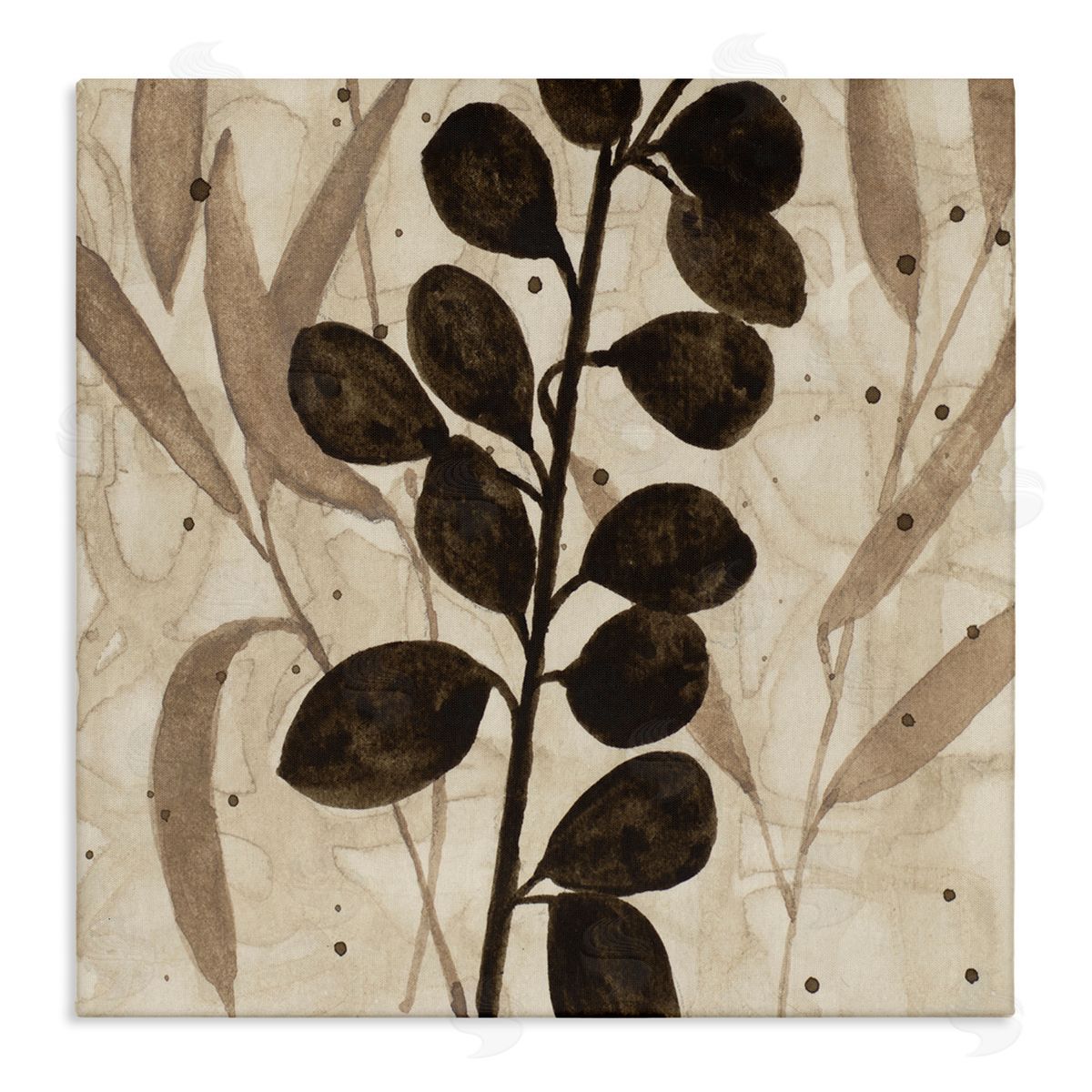 Beige & Brown Natural Leaves Canvas Wall Art, Home Decor by Krinlox