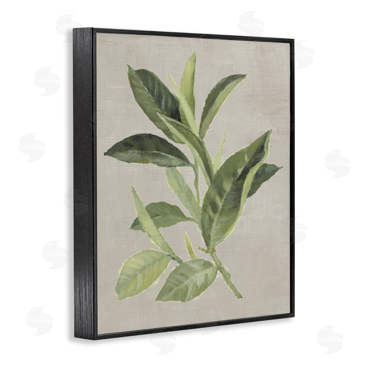 Green Tea Plant Leaf Black Frame Print Wall Art, Home Decor by Lanie Loreth