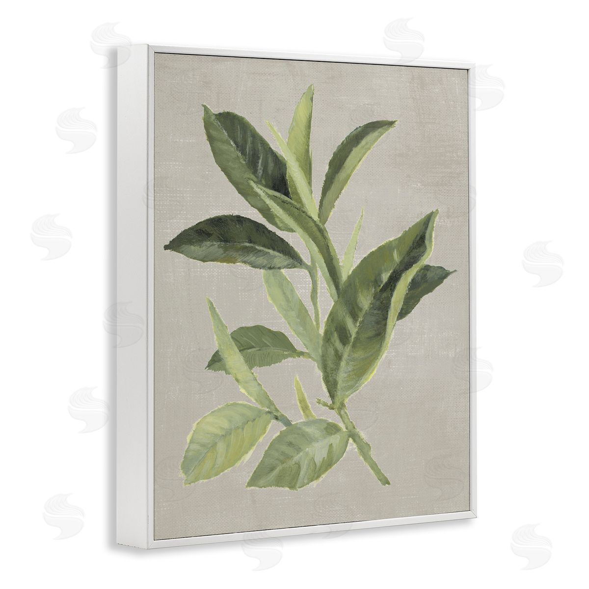 Green Tea Plant Leaf White Frame Print Wall Art, Home Decor by Lanie Loreth