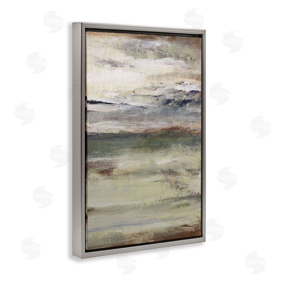Earthy Abstract Layers Grey Floating Frame Canvas Wall Art, Home Decor by Lanie Loreth