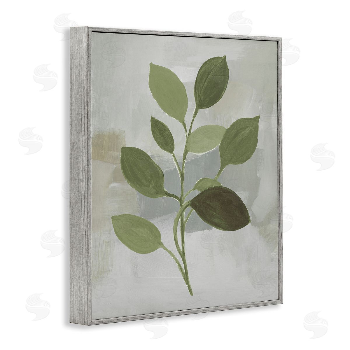 Leaf Sprigs over Grey Grey Frame Print Wall Art, Home Decor by Lanie Loreth